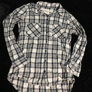 Gray and black and white plaid flannel